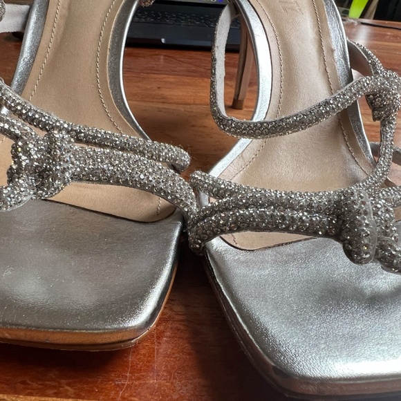 SCHUTZ Metallic Silver Embellished Heels - Picture 2 of 4